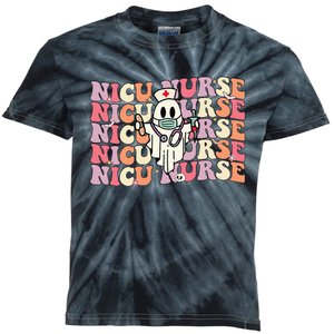 Groovy NICU Nurse Halloween Ghost Costume Neonatal Nurse Kids Tie-Dye T-Shirt