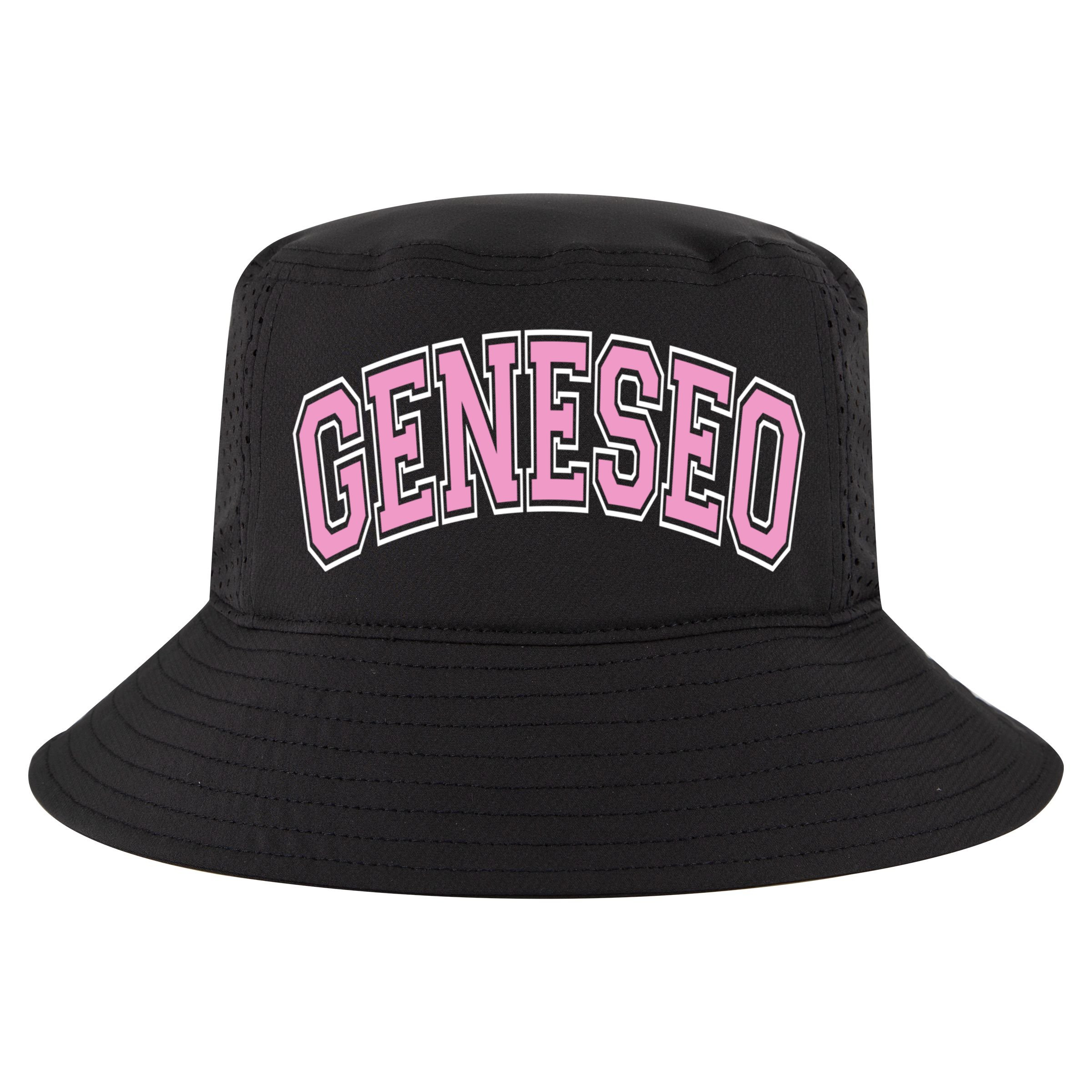 Geneseo Ny New York Varsity Style Pink Text Meaningful Gift Cool Comfort Performance Bucket Hat