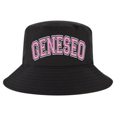 Geneseo Ny New York Varsity Style Pink Text Meaningful Gift Cool Comfort Performance Bucket Hat