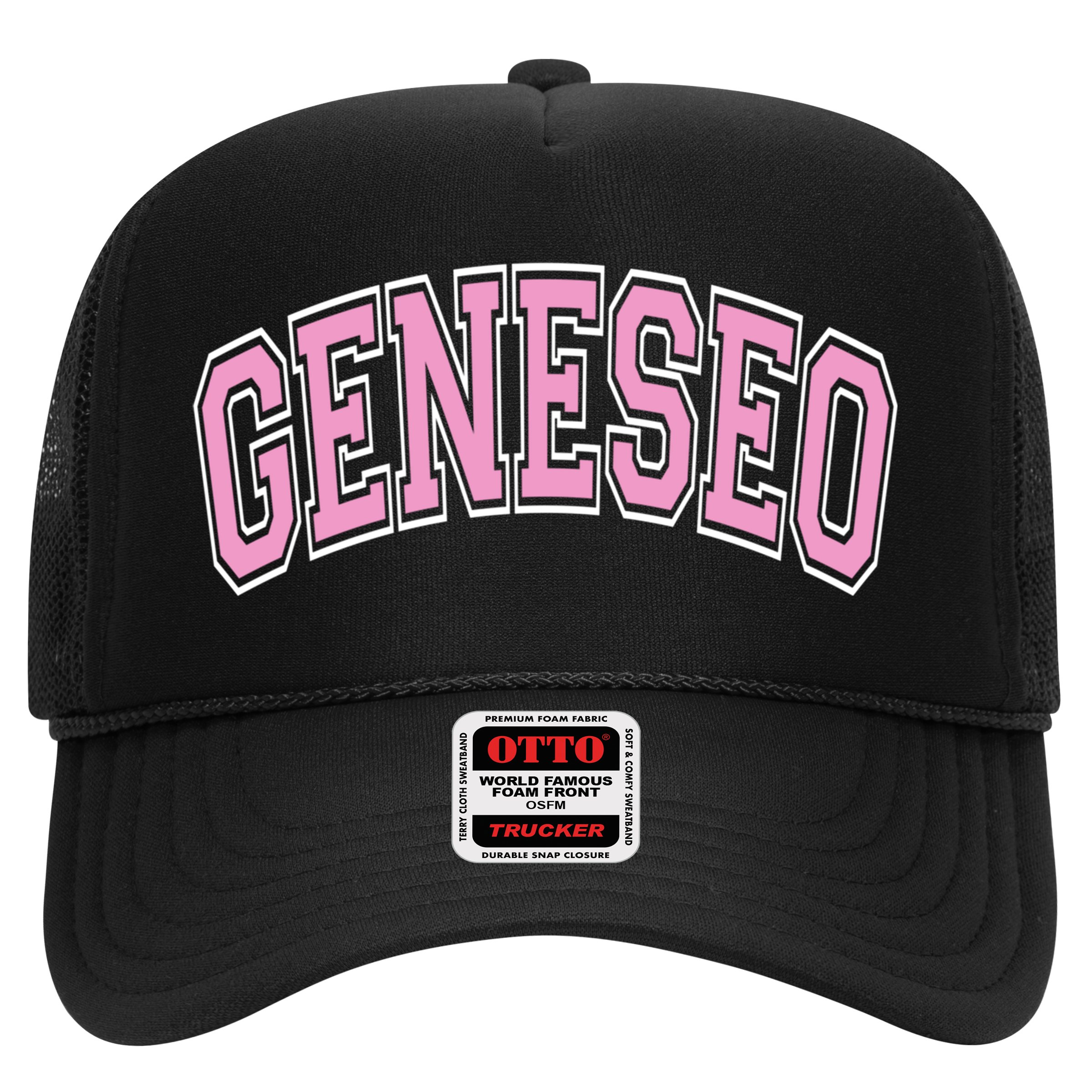 Geneseo Ny New York Varsity Style Pink Text Meaningful Gift Hat