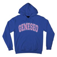 Geneseo Ny New York Varsity Style Pink Text Meaningful Gift Hoodie