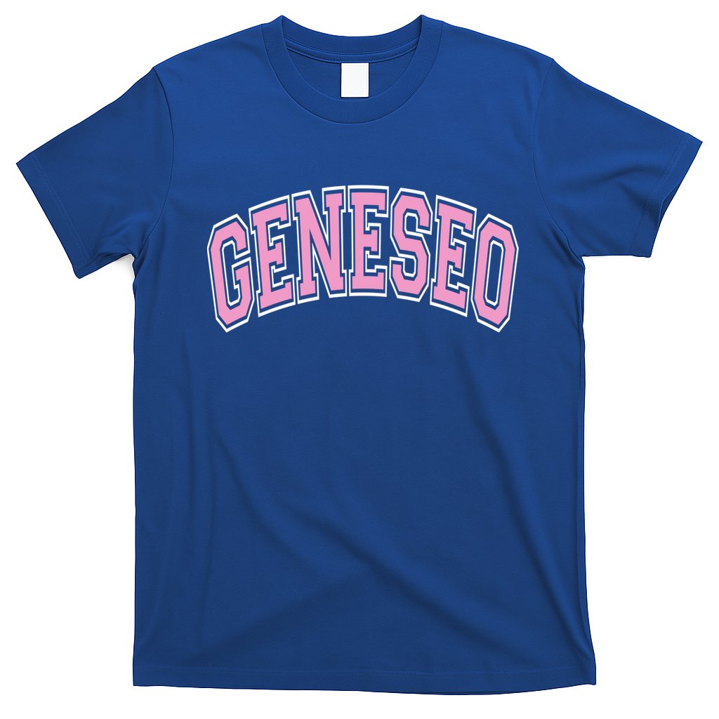 Geneseo Ny New York Varsity Style Pink Text Meaningful Gift T-Shirt