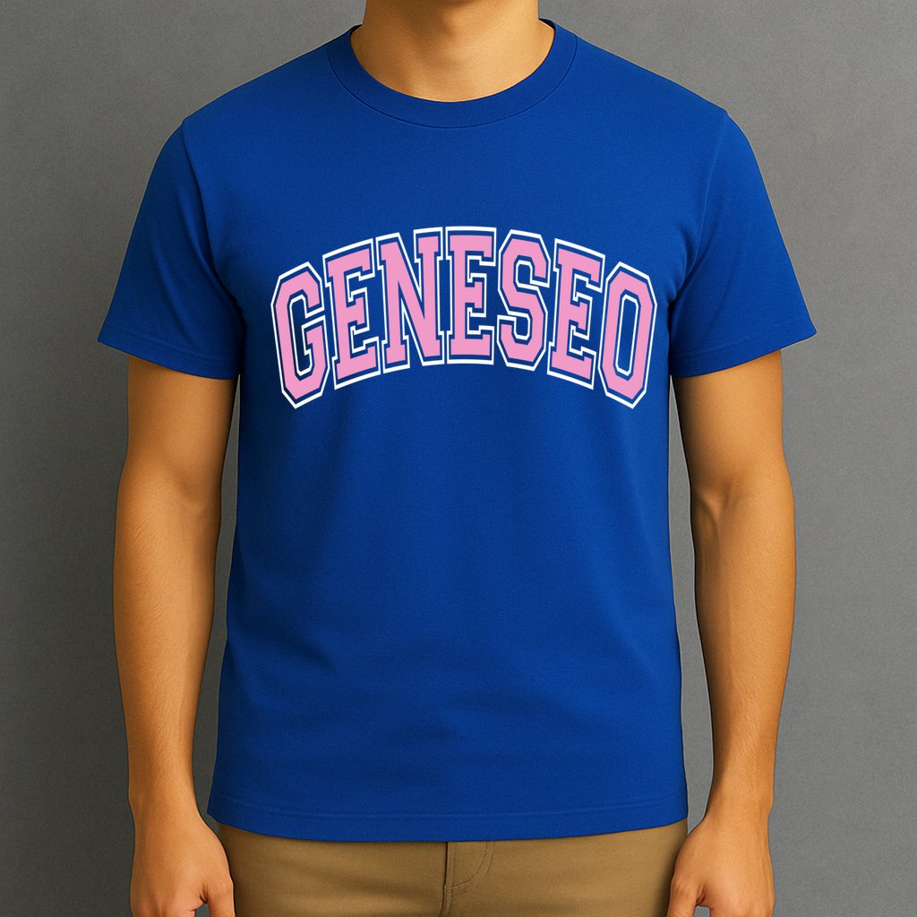 Geneseo Ny New York Varsity Style Pink Text Meaningful Gift T-Shirt