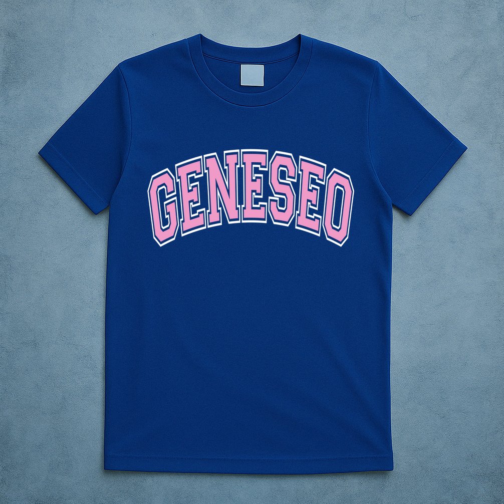 Geneseo Ny New York Varsity Style Pink Text Meaningful Gift T-Shirt
