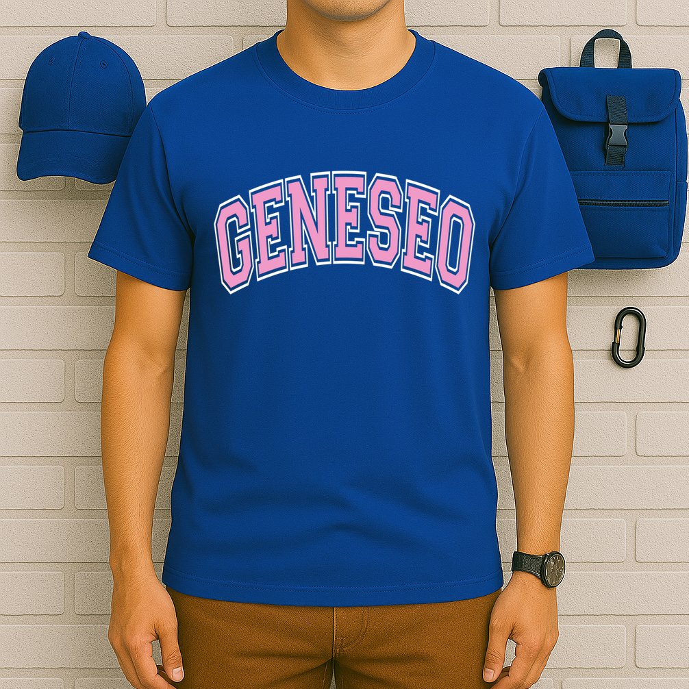 Geneseo Ny New York Varsity Style Pink Text Meaningful Gift T-Shirt