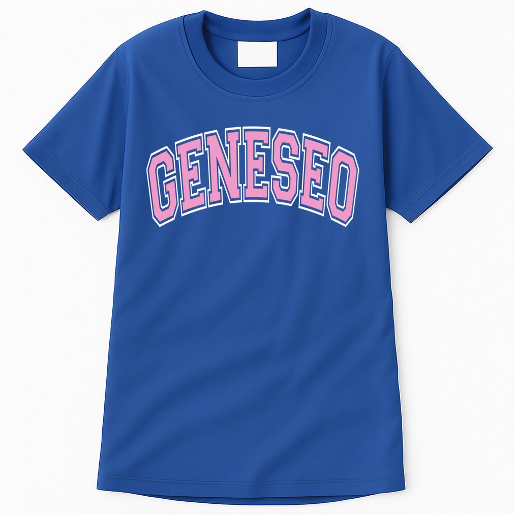 Geneseo Ny New York Varsity Style Pink Text Meaningful Gift Tall T-Shirt