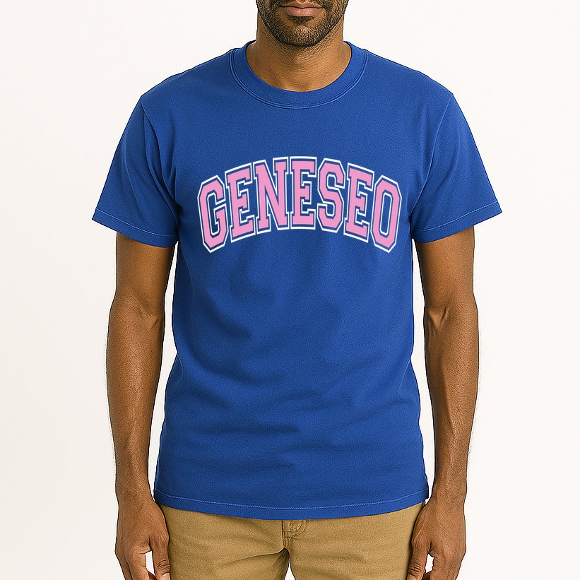 Geneseo Ny New York Varsity Style Pink Text Meaningful Gift Tall T-Shirt