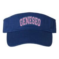 Geneseo Ny New York Varsity Style Pink Text Meaningful Gift Valucap Bio-Washed Visor