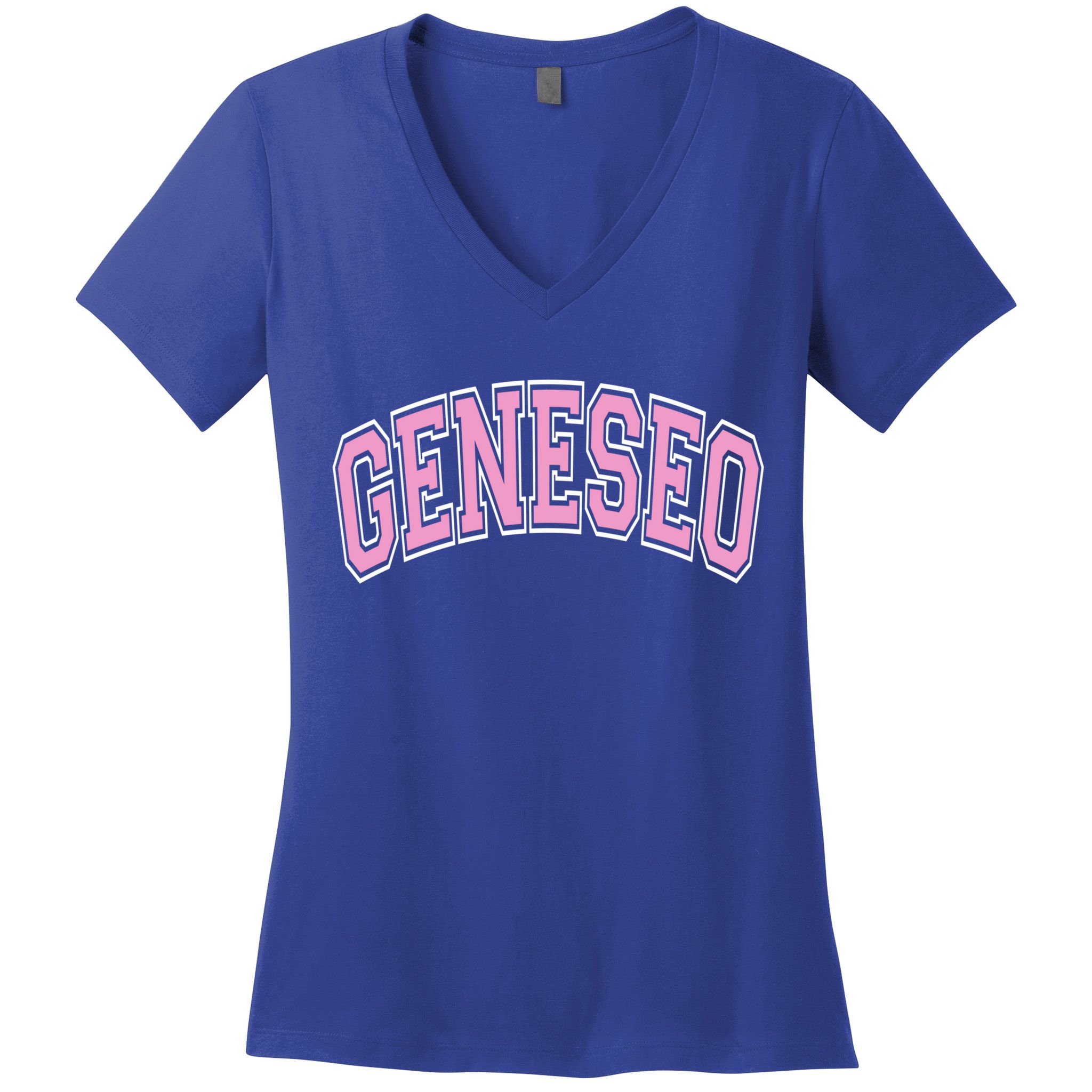 Geneseo Ny New York Varsity Style Pink Text Meaningful Gift Women's V-Neck T-Shirt