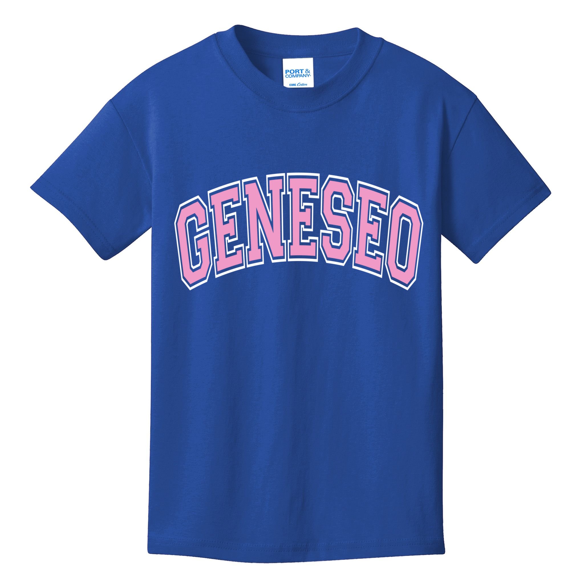 Geneseo Ny New York Varsity Style Pink Text Meaningful Gift Kids T-Shirt
