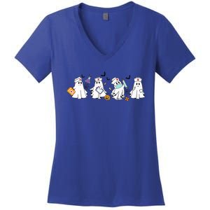 Ghost Nurses Nurse Halloween For Nurse Spooky Season Trick Gift Women's V-Neck T-Shirt