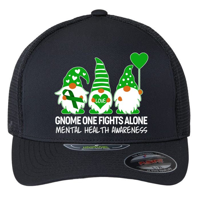Gnome One Fights Alone Mental Health Awareness Flexfit Unipanel Trucker Cap
