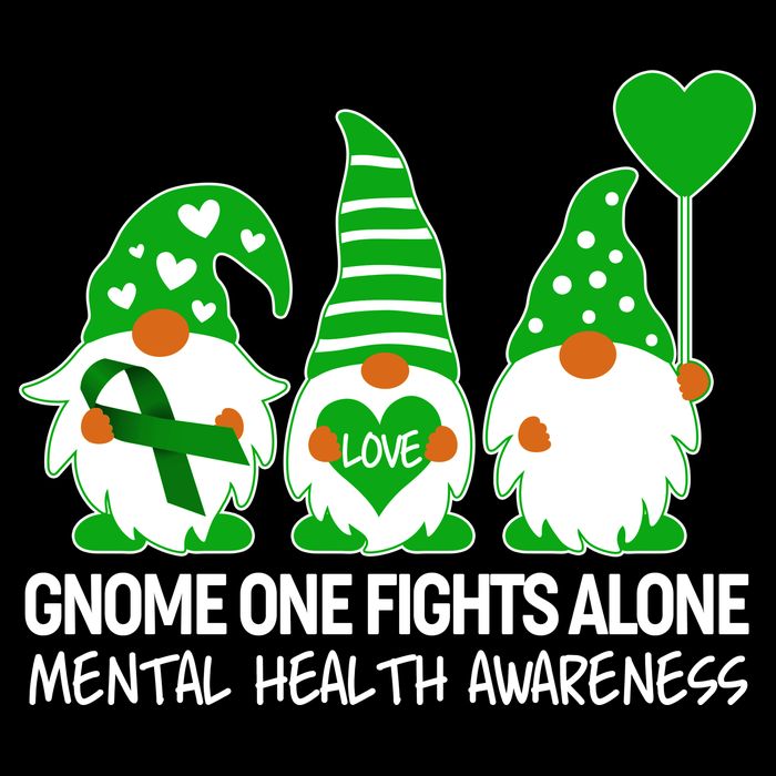 Gnome One Fights Alone Mental Health Awareness Flexfit Unipanel Trucker Cap