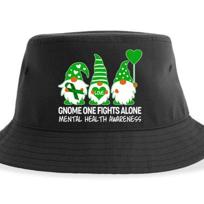 Gnome One Fights Alone Mental Health Awareness Sustainable Bucket Hat