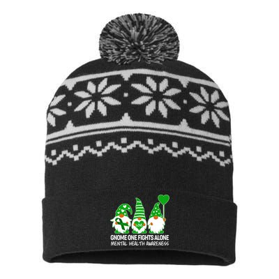 Gnome One Fights Alone Mental Health Awareness USA-Made Snowflake Beanie