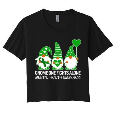 Gnome One Fights Alone Mental Health Awareness Crop Top