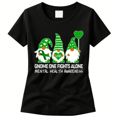 Gnome One Fights Alone Mental Health Awareness Womens T-Shirt