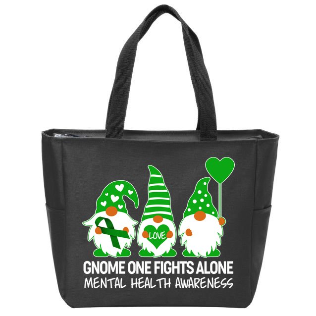 Gnome One Fights Alone Mental Health Awareness Zip Tote Bag
