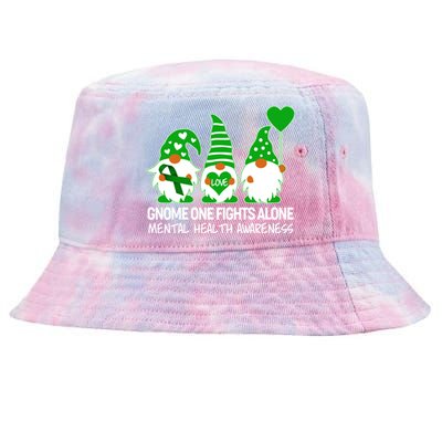 Gnome One Fights Alone Mental Health Awareness Tie-Dyed Bucket Hat