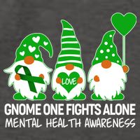 Gnome One Fights Alone Mental Health Awareness Vector Backpack