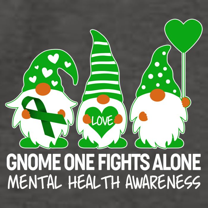 Gnome One Fights Alone Mental Health Awareness Vector Backpack