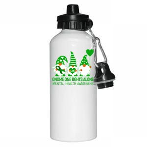 Gnome One Fights Alone Mental Health Awareness Aluminum Water Bottle