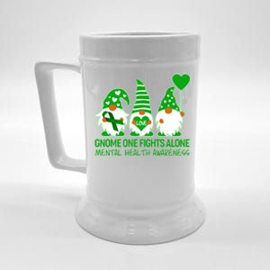 Gnome One Fights Alone Mental Health Awareness Beer Stein