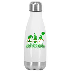 Gnome One Fights Alone Mental Health Awareness Stainless Steel Insulated Water Bottle