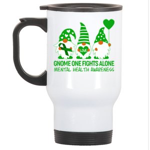 Gnome One Fights Alone Mental Health Awareness Stainless Steel Travel Mug