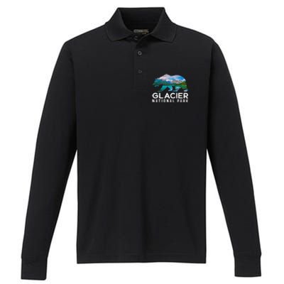 Glacier National Park Montana National Park Performance Long Sleeve Polo