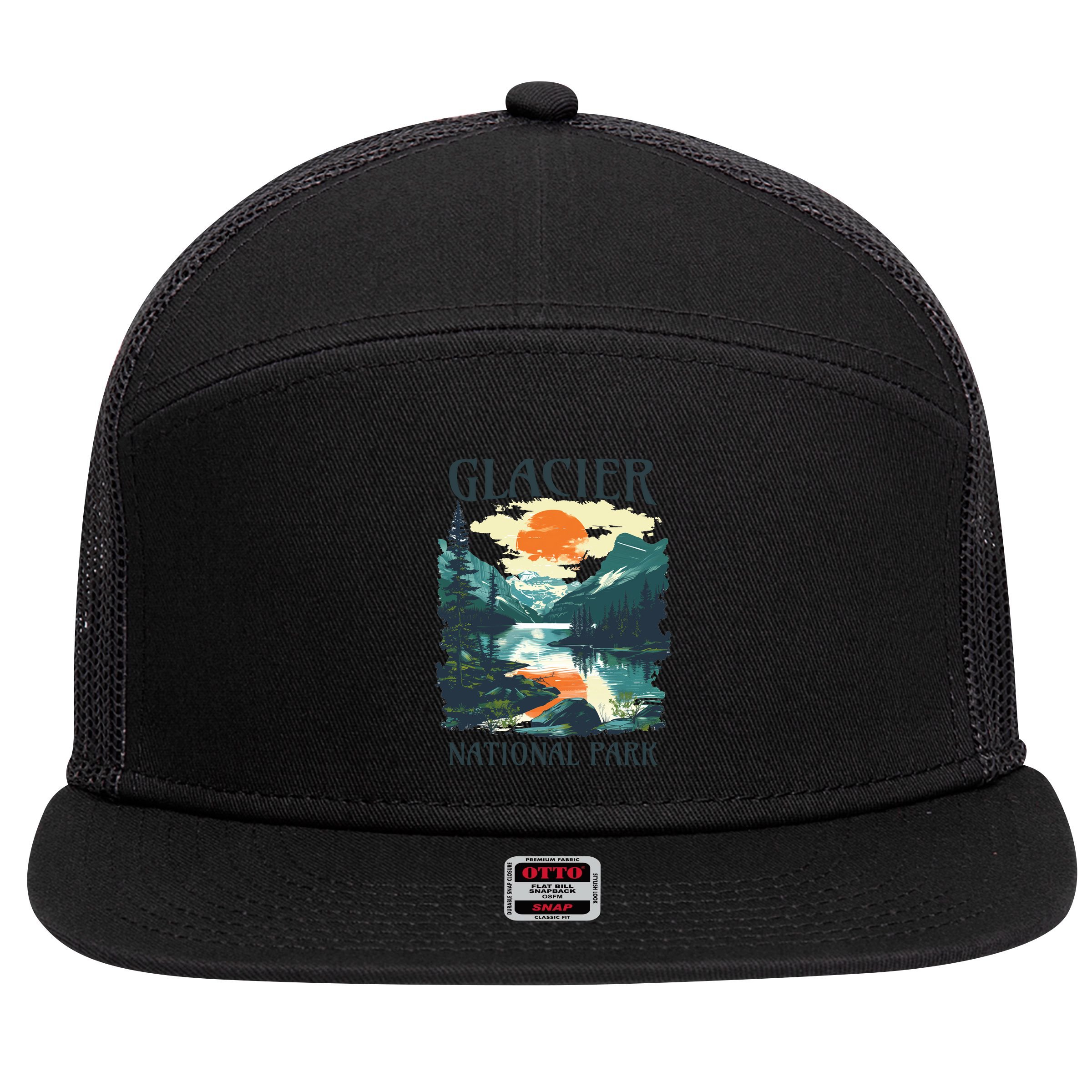 Glacier National Park 7 Panel Mesh Trucker Snapback Hat