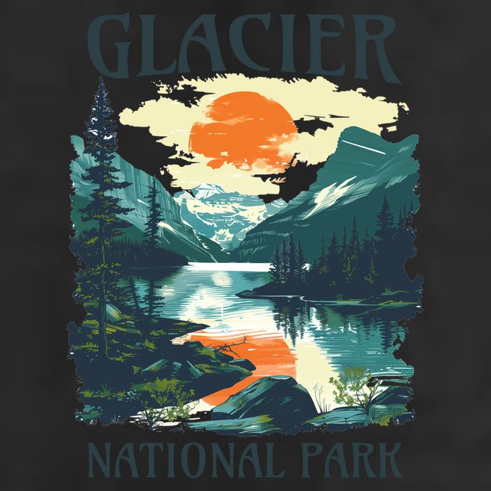 Glacier National Park 7 Panel Mesh Trucker Snapback Hat