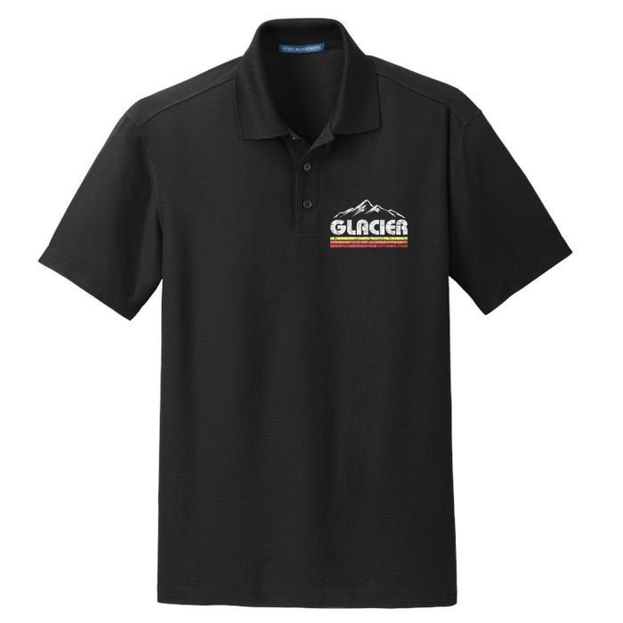 Glacier National Park Retro Mountain Souvenir Dry Zone Grid Polo