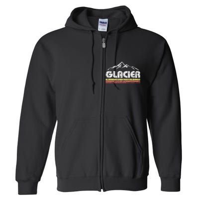 Glacier National Park Retro Mountain Souvenir Full Zip Hoodie