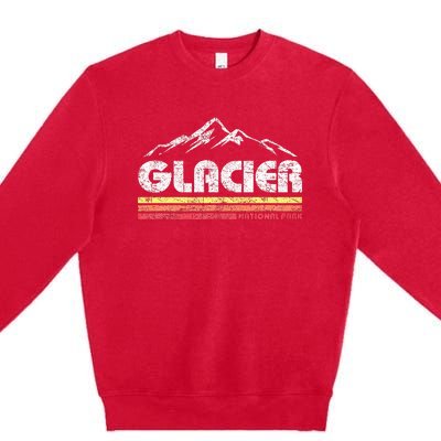 Glacier National Park Retro Mountain Souvenir Premium Crewneck Sweatshirt