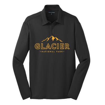 Glacier National Park Montana Hiking Souvenir Silk Touch Performance Long Sleeve Polo