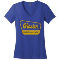 Glacier National Park Vintage Inspired Sign Graphic Gift Women's V-Neck T-Shirt