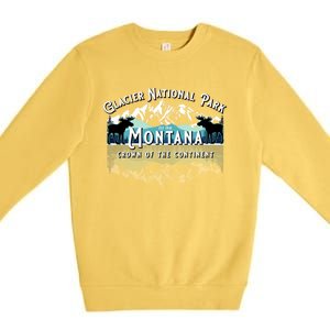 Glacier National Park Montana Hiking Camping Moose Souveni Premium Crewneck Sweatshirt