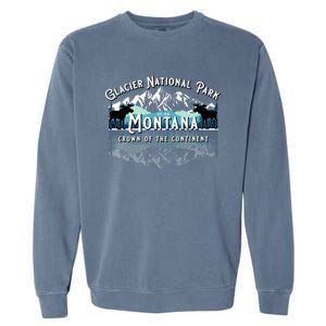 Glacier National Park Montana Hiking Camping Moose Souveni Garment-Dyed Sweatshirt