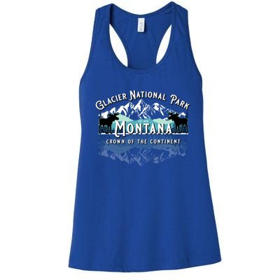 Glacier National Park Montana Hiking Camping Moose Souveni Women's Racerback Tank