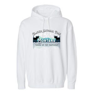 Glacier National Park Montana Hiking Camping Moose Souveni Garment-Dyed Fleece Hoodie