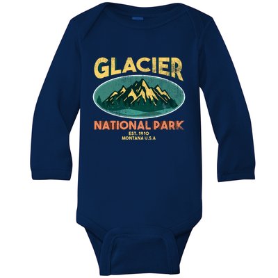 Glacier National Park Montana Mountains Gift Baby Long Sleeve Bodysuit