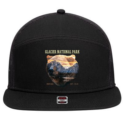 Glacier National Park 7 Panel Mesh Trucker Snapback Hat