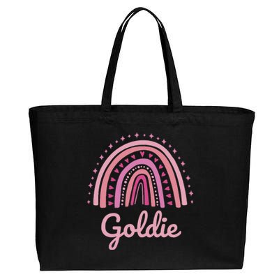 Goldie Name Personalized Funny Pink Rainbow Goldie Cotton Canvas Jumbo Tote