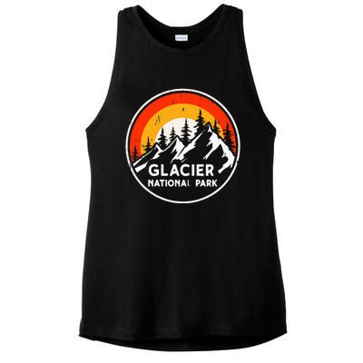 Glacier National Park Mountain Trees & Sun Camping Hiking Ladies PosiCharge Tri-Blend Wicking Tank