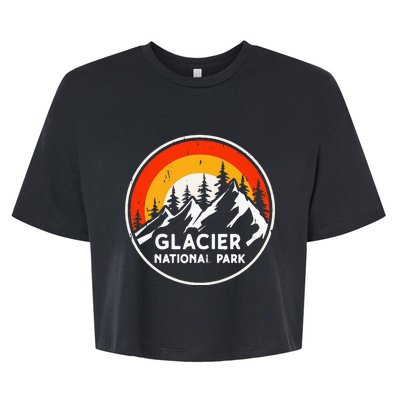 Glacier National Park Mountain Trees & Sun Camping Hiking Bella+Canvas Jersey Crop Tee