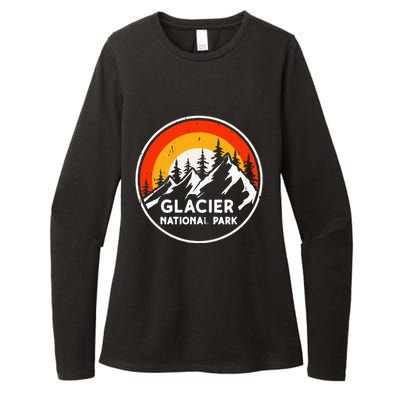 Glacier National Park Mountain Trees & Sun Camping Hiking Womens CVC Long Sleeve Shirt