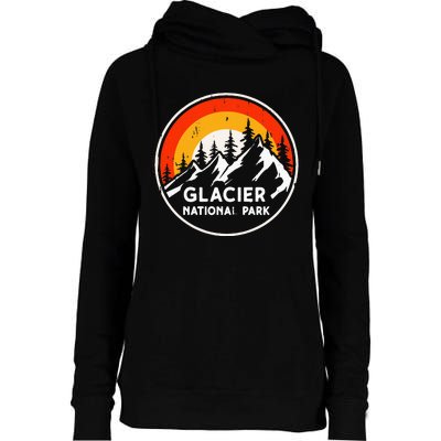 Glacier National Park Mountain Trees & Sun Camping Hiking Womens Funnel Neck Pullover Hood