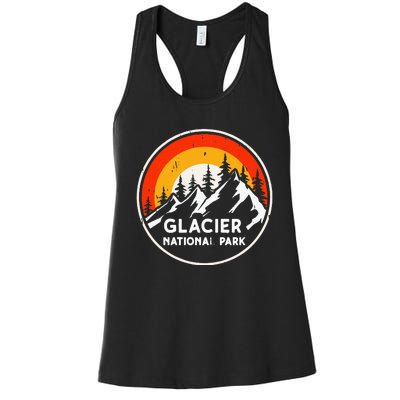 Glacier National Park Mountain Trees & Sun Camping Hiking Women's Racerback Tank