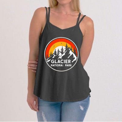 Glacier National Park Mountain Trees & Sun Camping Hiking Women's Strappy Tank